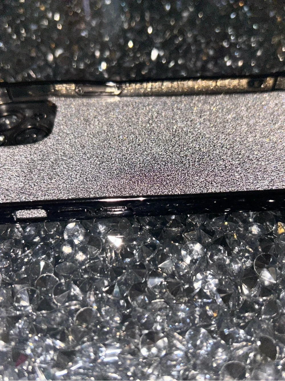 Glitter Silver Magnetic Ring iPhone Case - Clear Black Trim
